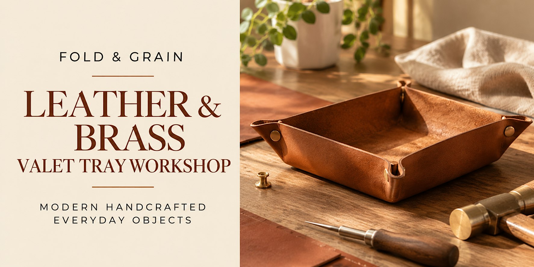 Fold & Grain: Modern Leather & Brass Valet Tray Workshop