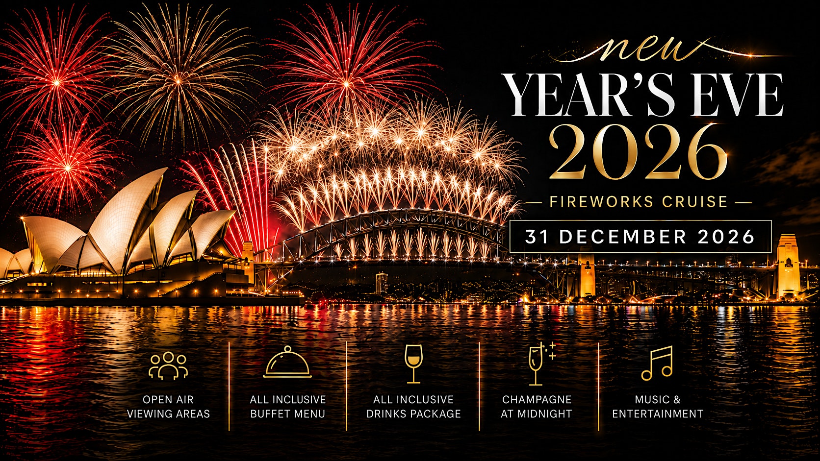 MV Royale | NYE Fireworks Cruise | All Inclusive | Open Air Viewing Decks