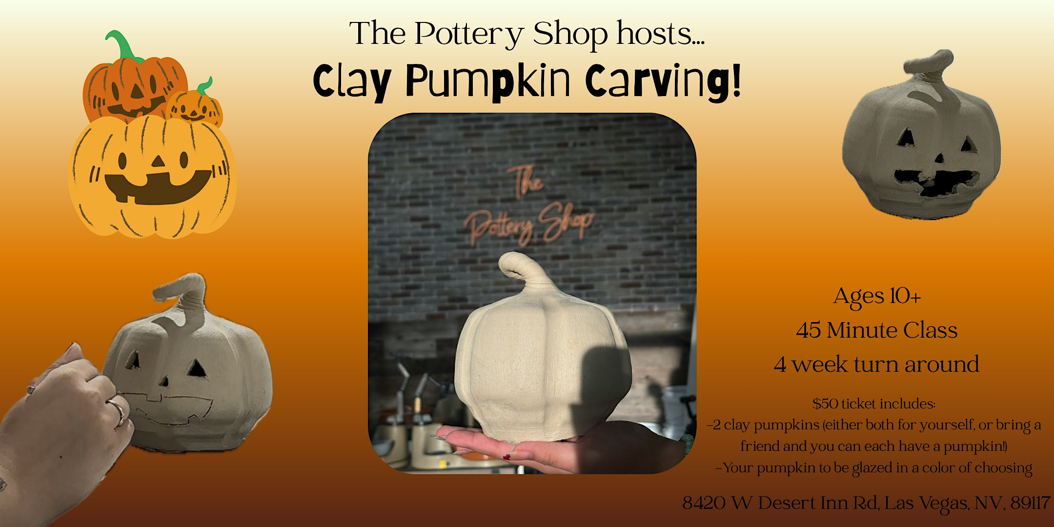 Carve a Clay Pumpkin  at The Pottery Shop (DI & Durango)