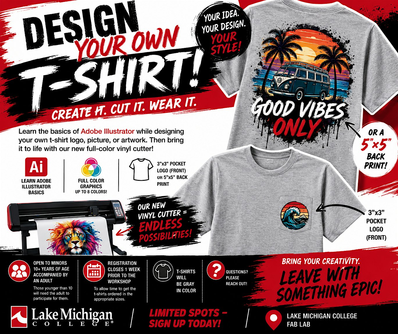 Design your own T-shirt, Fab Lab, vinyl cutter, Adobe Illustrator