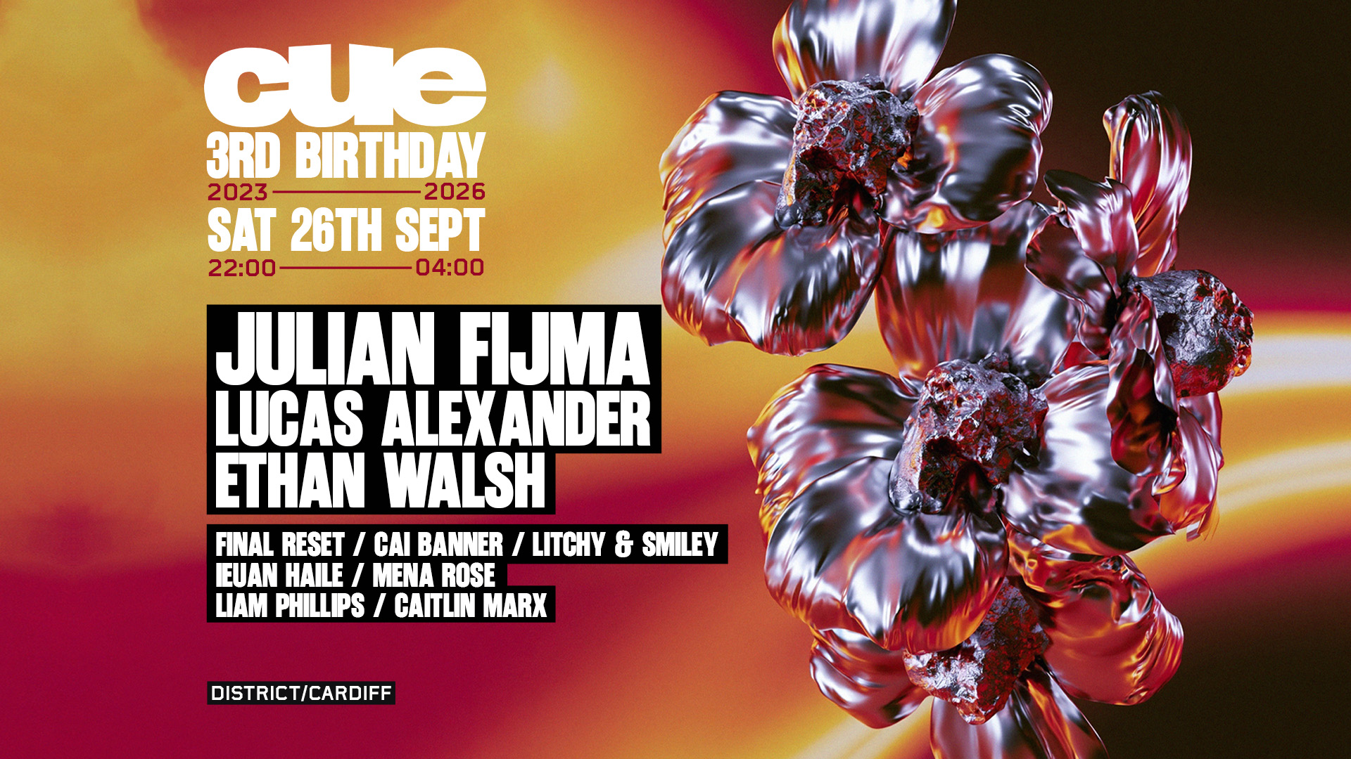 CUE 3RD BIRTHDAY w. Julian Fijma, Lucas Alexander & Ethan Walsh