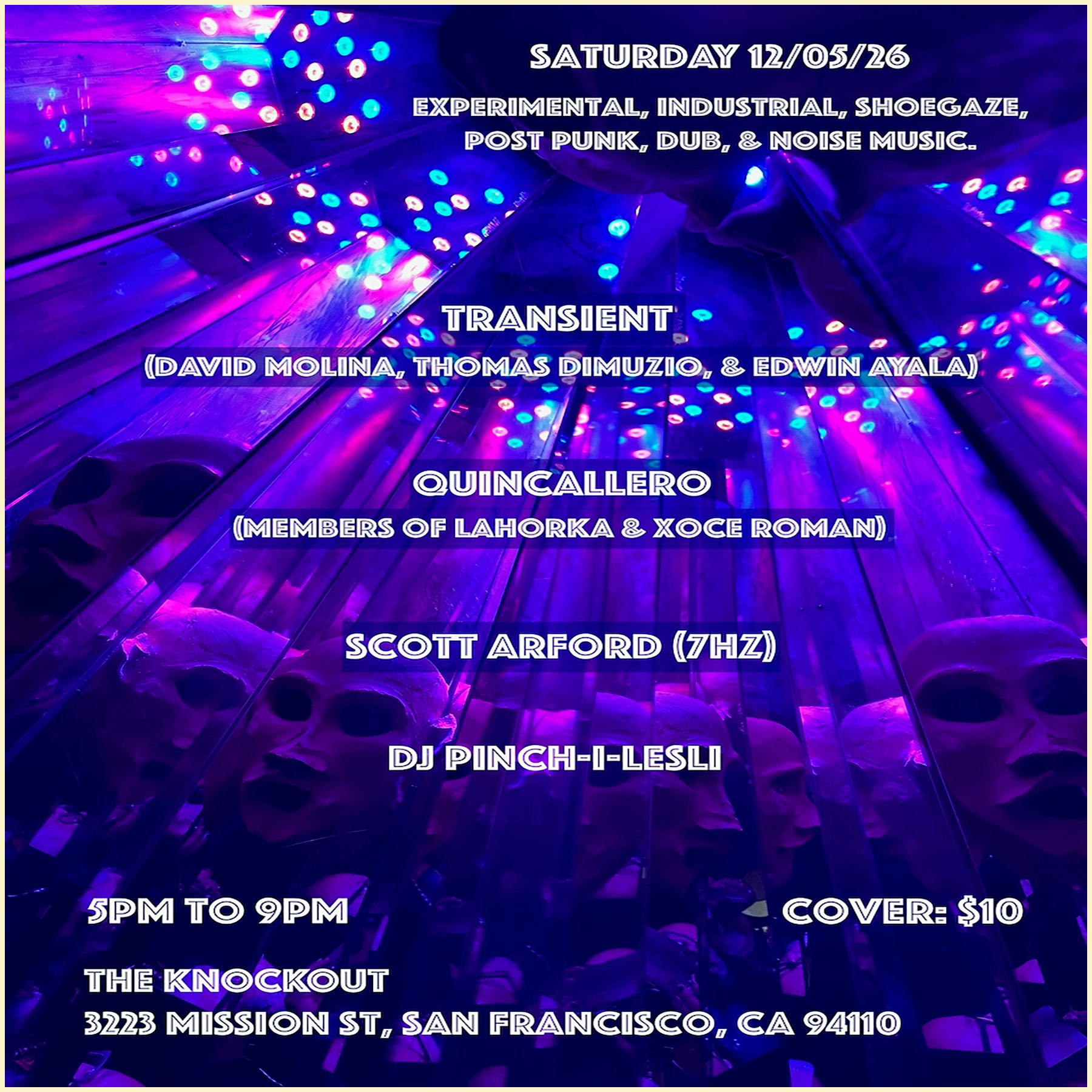 MATINEE SHOW : TRANSIENT + QUINCALLERO + SCOTT ARFORD