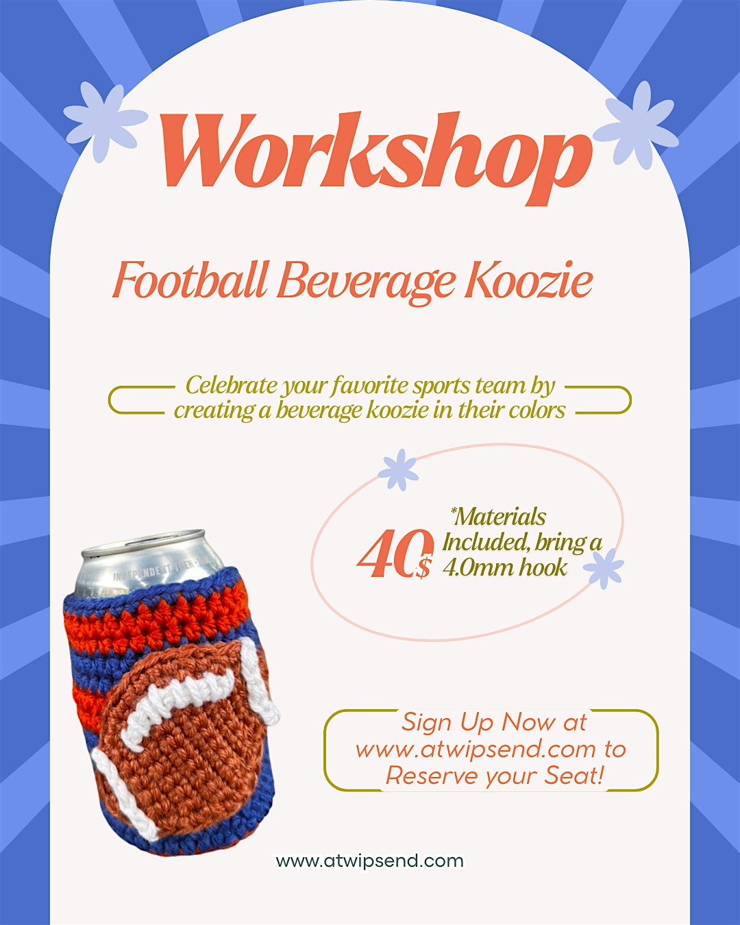Crochet Football Beer Koozie Workshop