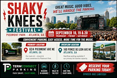 Shaky Knees Festival Parking | September 18–20