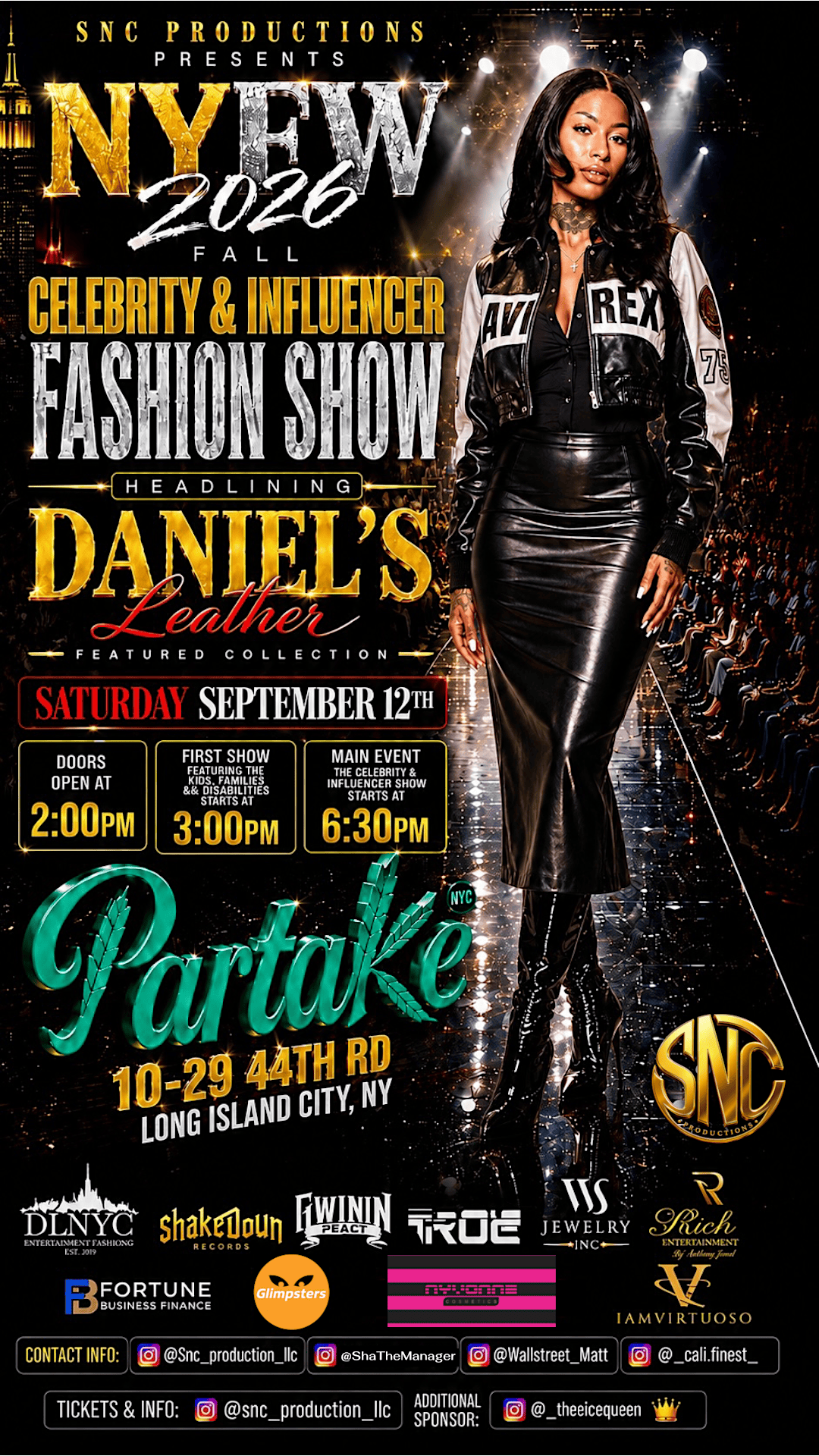 Snc productions Celebrity / Influencers Fashionshow Headline Danielsleather