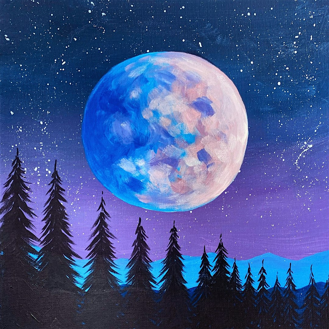 Sip & Paint at Velo Lounge, Bath - "Blue Moon"