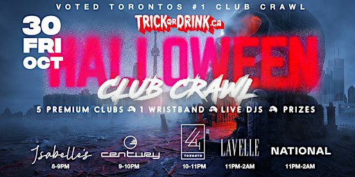 King West Club Crawl + Rooftop | Toronto Halloween Party 2026 | Oct 30