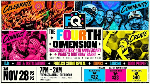 THE FOURTH DIMENSION FOUR YEARS. THREE FLOORS. ONE EPIC NIGHT.