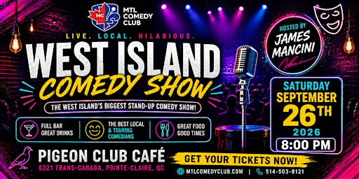 West Island Comedy Show at Pigeon Cafe | Saturday September 26th, 8pm
