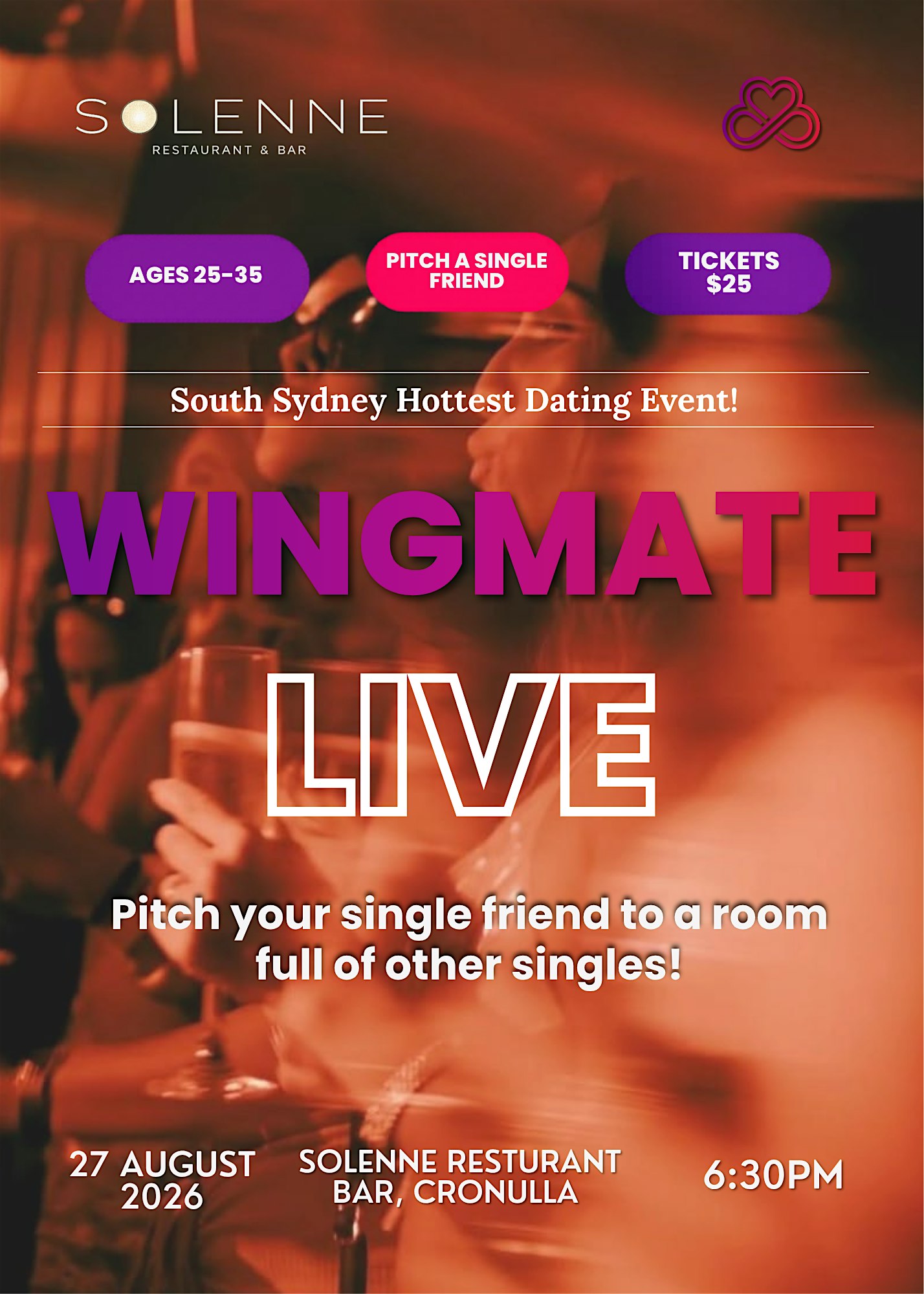 Wingmate Live : Date My Mate  (Ages 25-35)