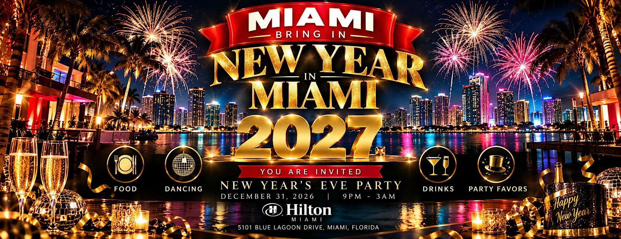 New Year's Eve Party 2027 - Hilton Miami
