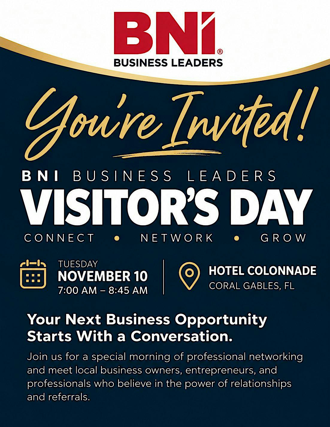 BNI Business Leaders Visitor's Day | Connect. Network. Grow.