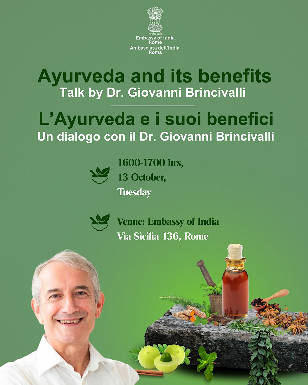 Talk in Embassy on Ayurveda and its benefits
