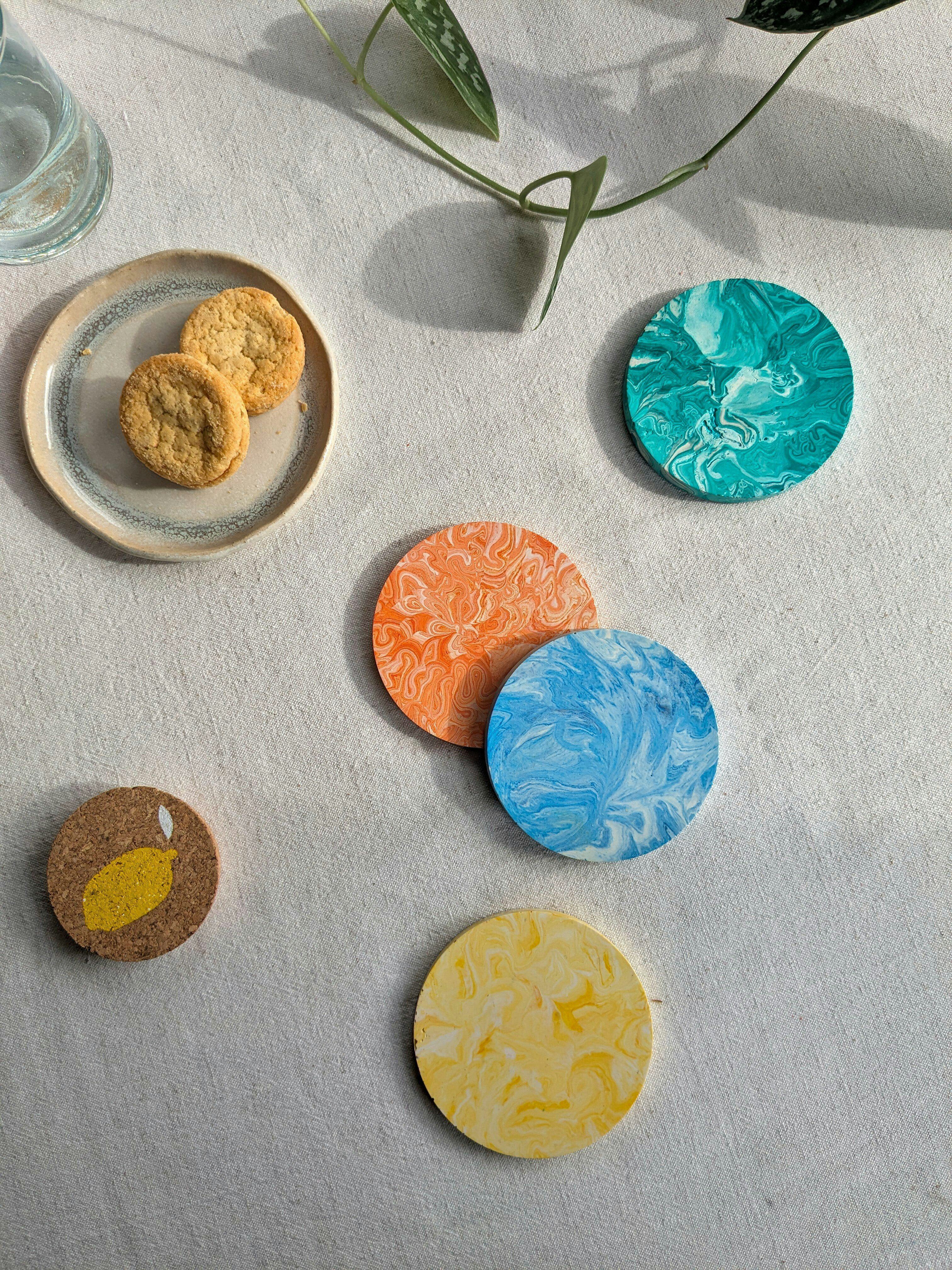 Marble Pattern Drinks Coaster Set Workshop using Jesmonite Eco Resin
