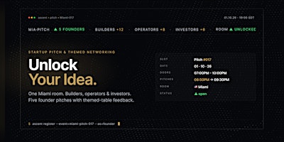 Startup Pitch & Themed Networking Miami | Unlock Your Idea