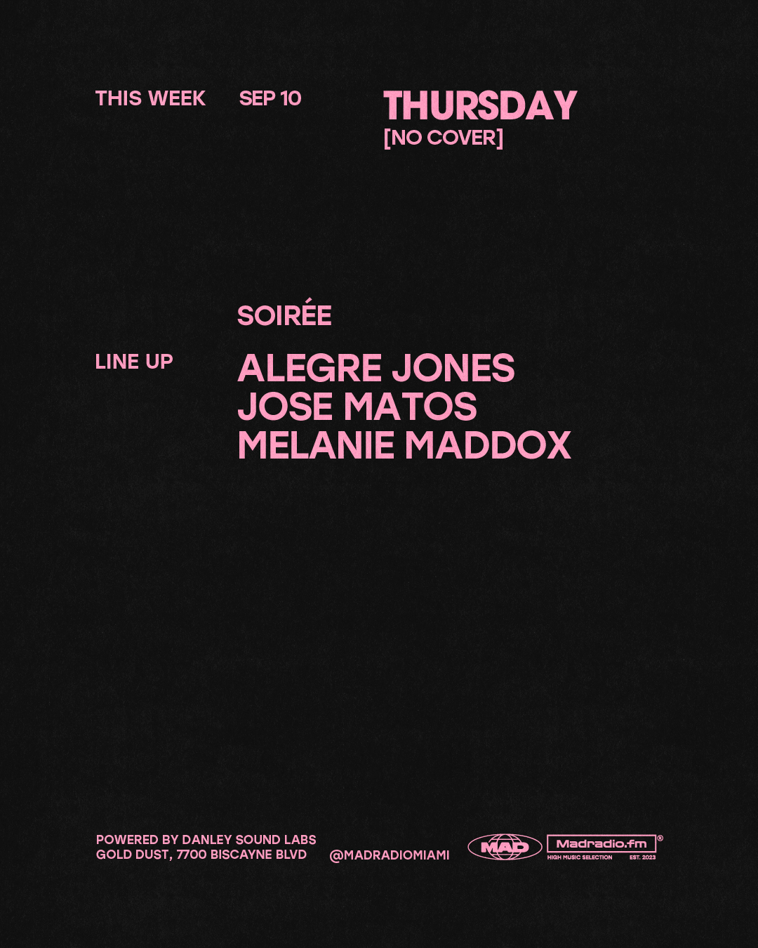 SOIRÉE: Alegre Jones / JOSE MATOS / MELANIE MADDOX