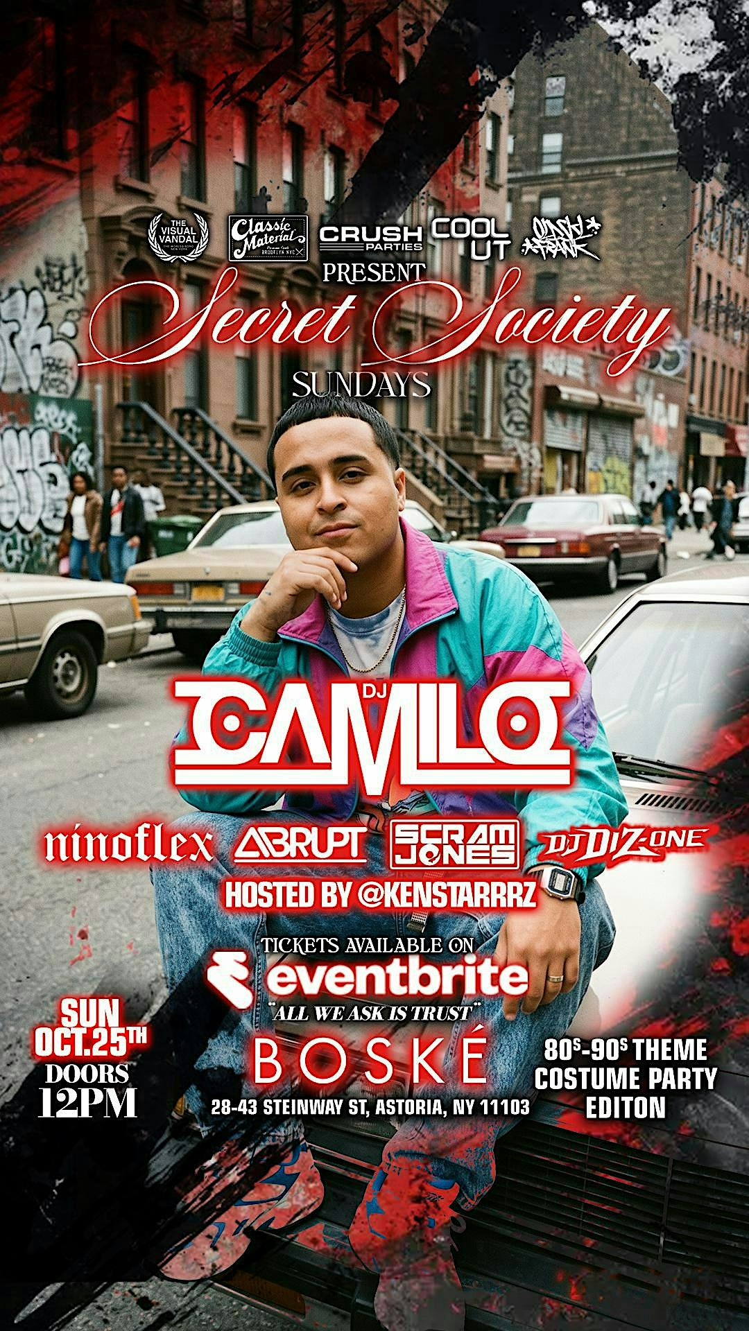 Secret Society Sundays present 80s-90s Theme Costume PARTY
