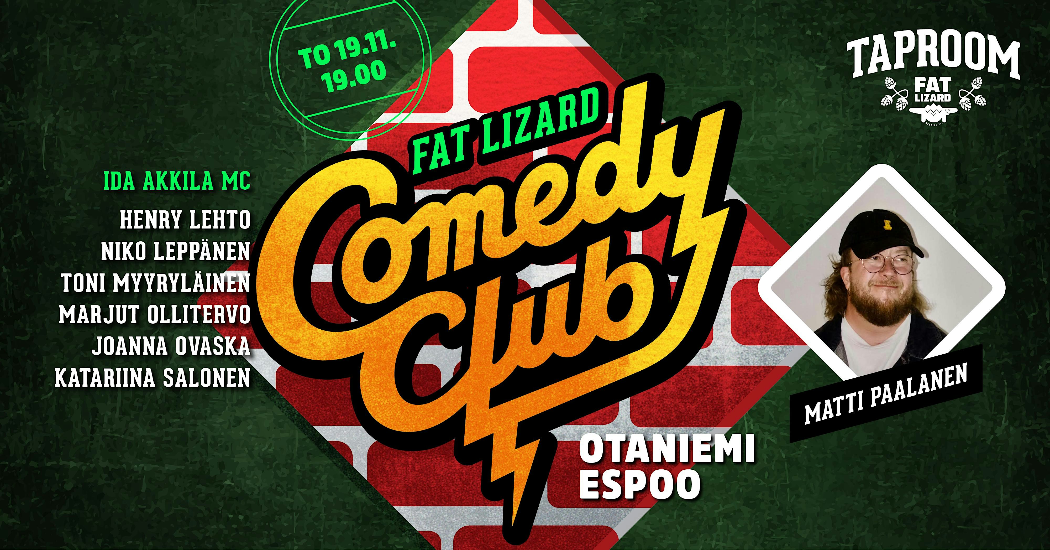 Fat Lizard Comedy Club Marraskuu 2026