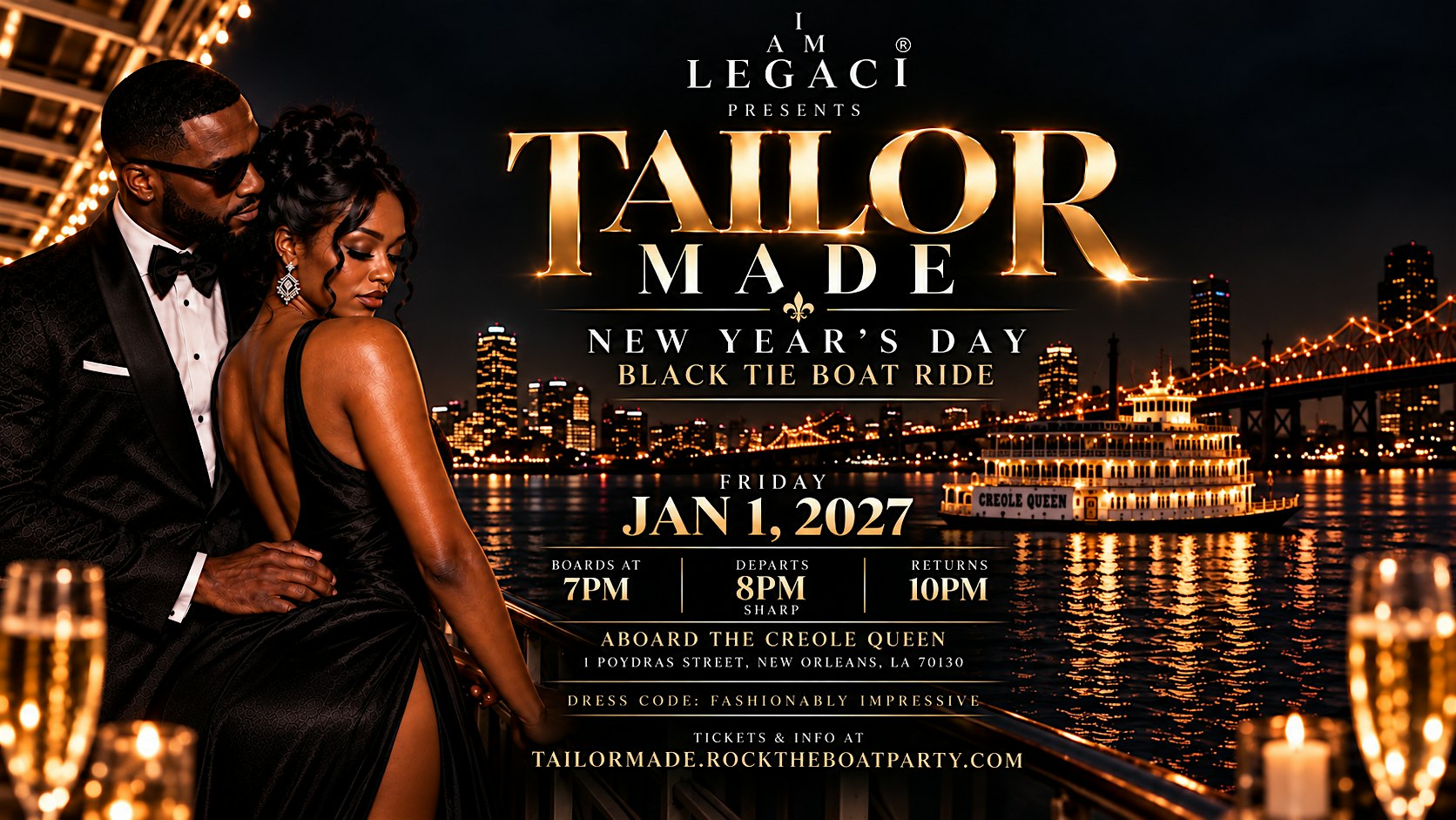 TAILOR MADE 2027: New Year’s Day Black Tie Boat Ride | New Orleans