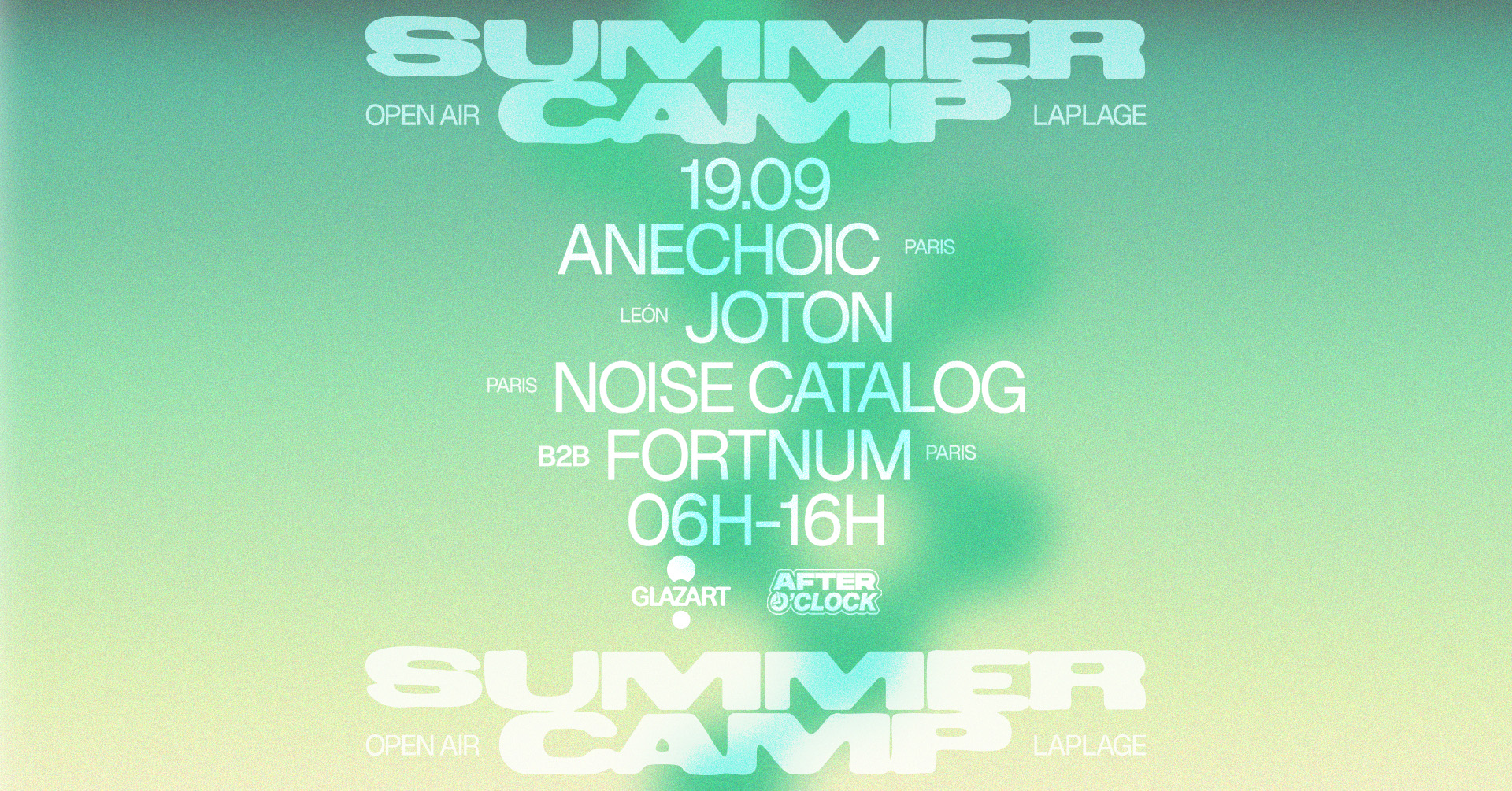 After O'clock X La Plage Open Air: Anechoic, Joton, Noise Catalog B2B Fortnum