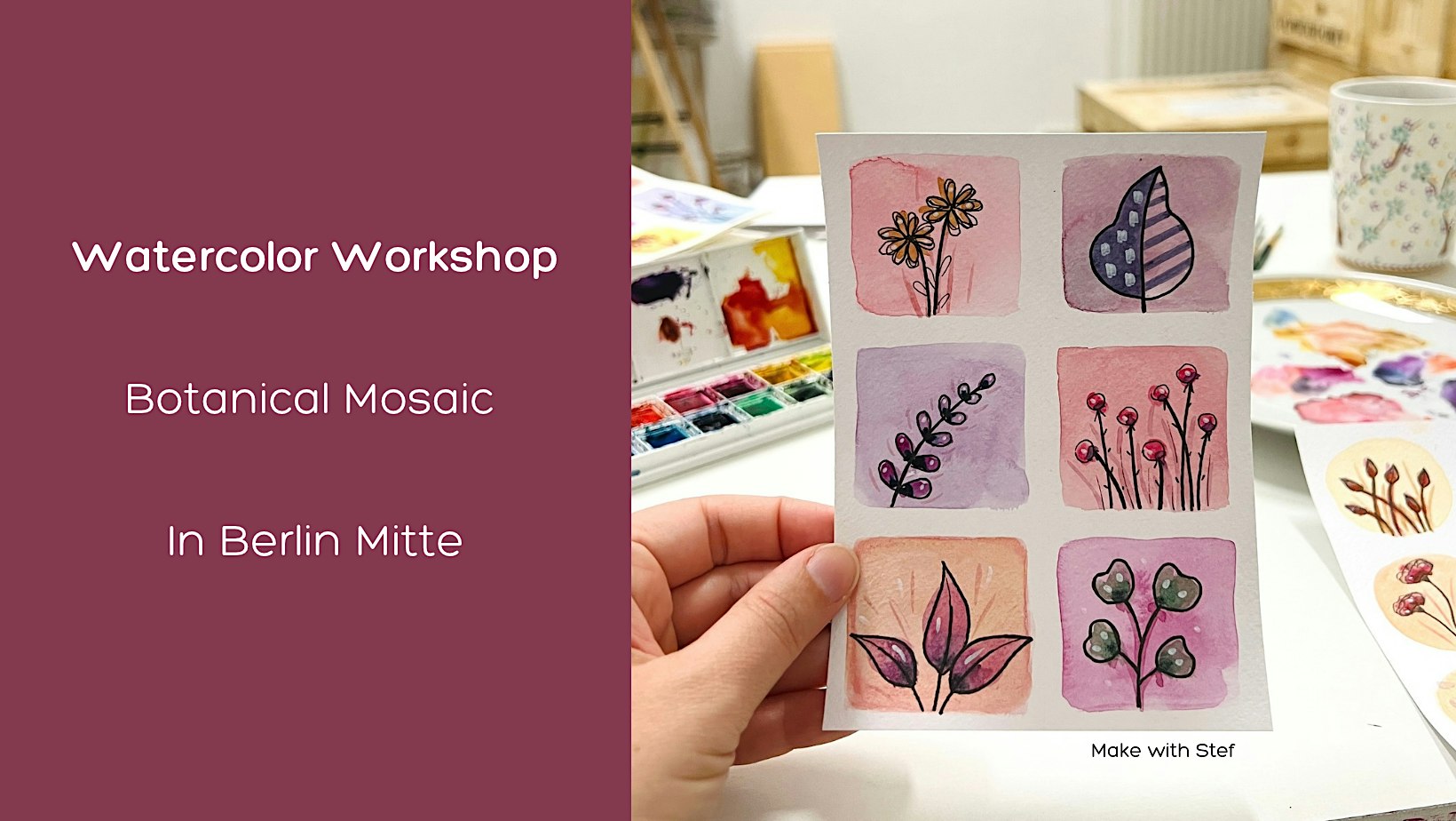 Watercolor workshop - Modern Botanical Mosaic