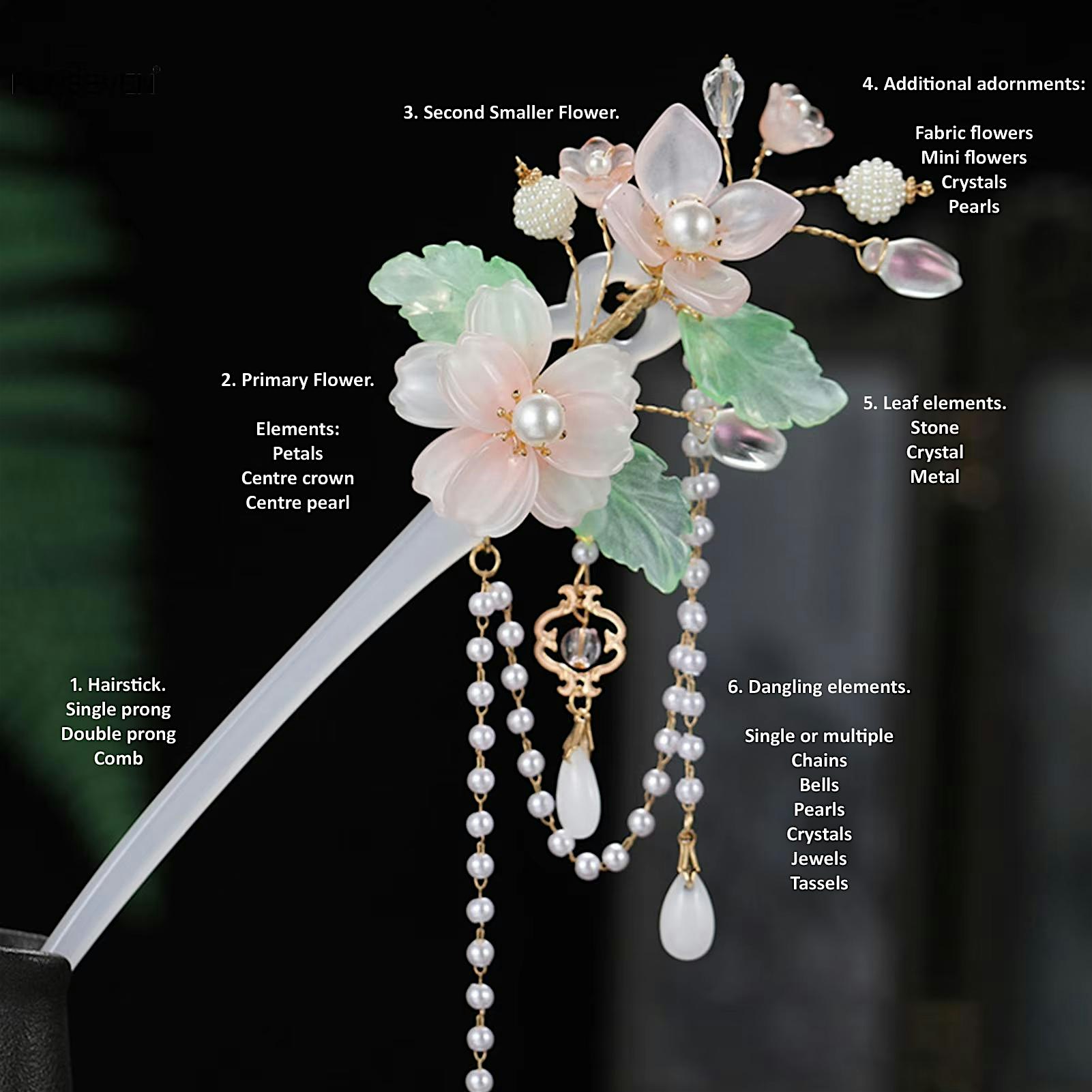 Chinese Hanfu Hairsticks making. Hairpin accessories Fashion Asian earrings