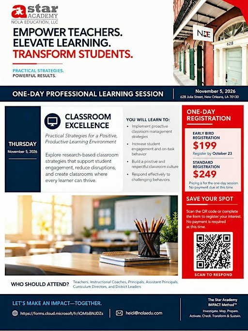 Star Academy One-Day Professional Learning Session - November 5th, 2026