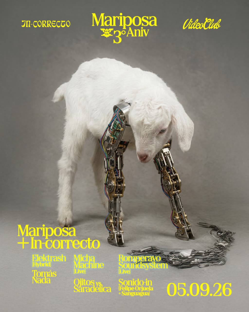 Mariposa x In-Correcto: elektrash (Hybrid) + Micha Machine (Live) + Romperayo Soundsystem