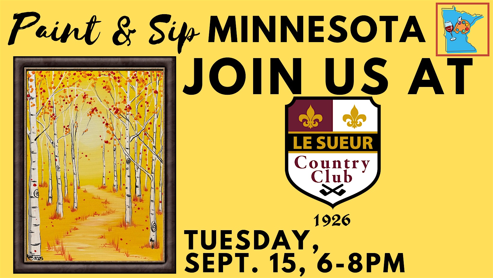 September 15 Paint & Sip at Le Sueur Country Club