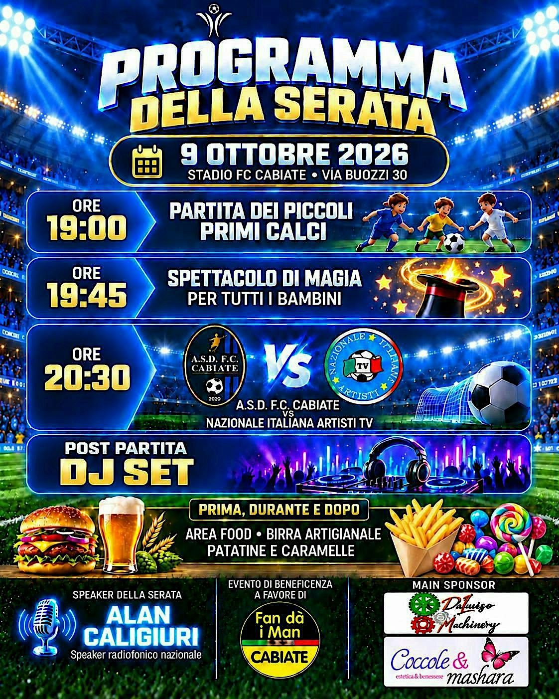Partita di beneficenza Cabiate vs Nazionale Artisti tv