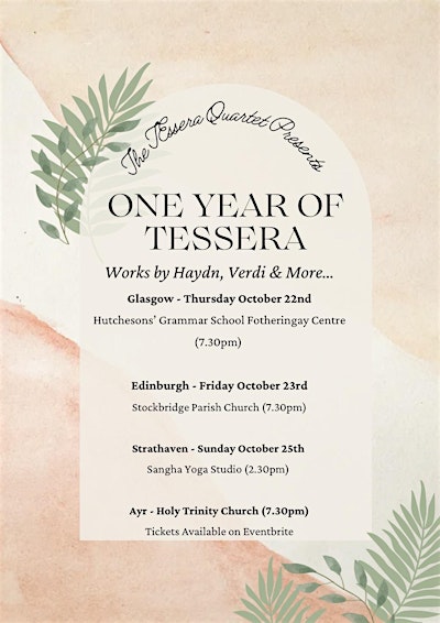 The Tessera Quartet in Shawlands: One Year of Tessera