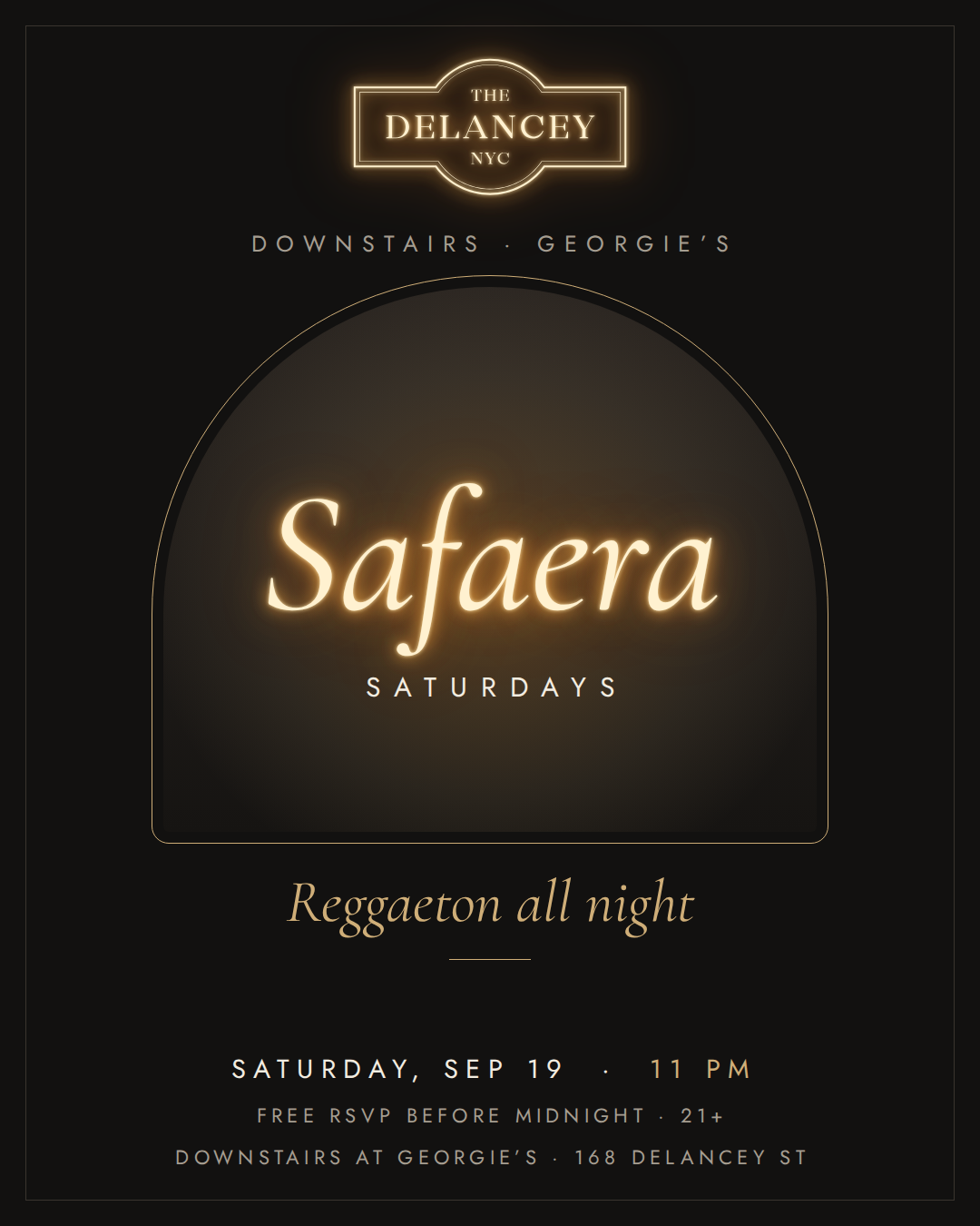 Safaera Saturdays @ The Delancey's Lower Level