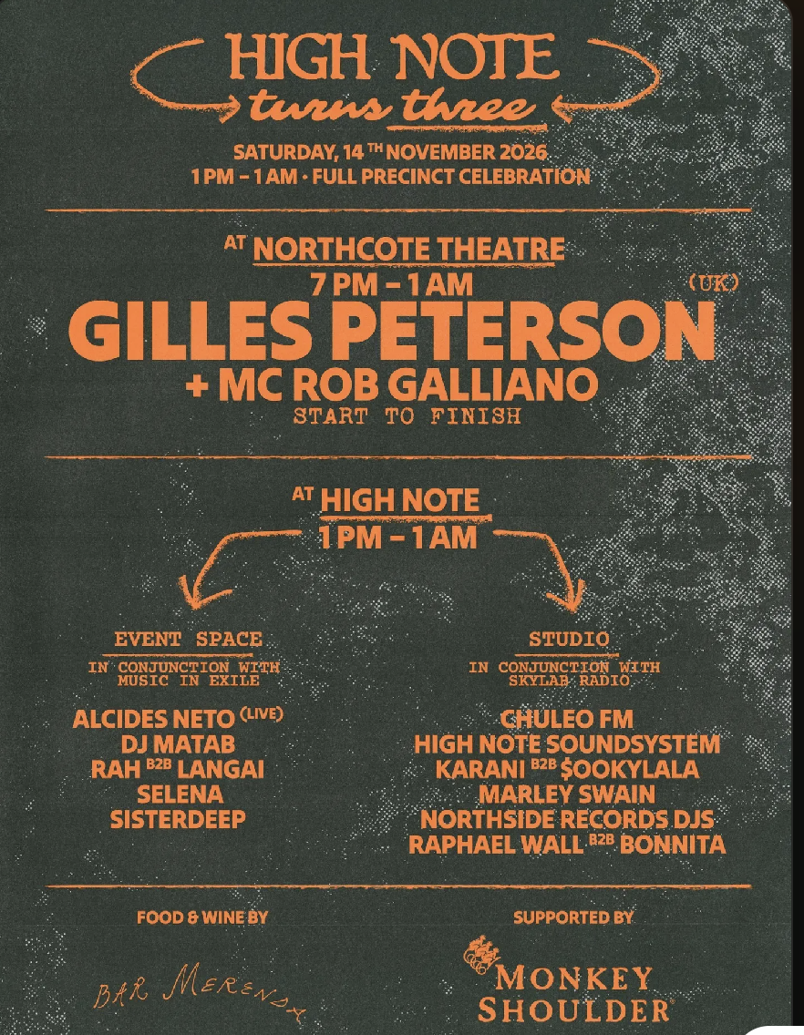 High Note Turns 3 feat. Gilles Peterson (UK) + MC Rob Galliano