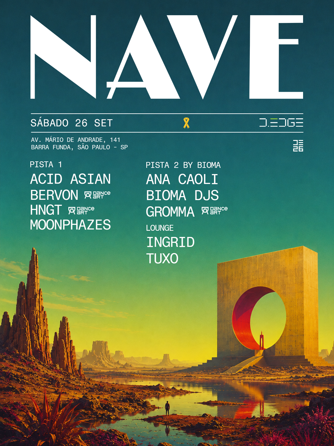 NAVE D-EDGE SP pres.: P1: Acid Asian. Bervon. HNGT. MOONPHAZES // P2: ANA CAOLI. BIOMA DJS. 