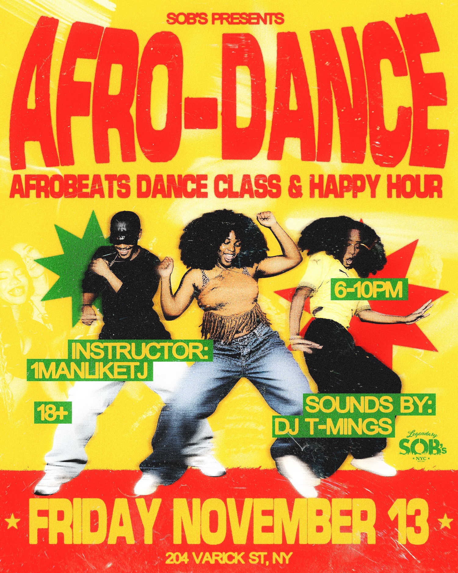 SOB's presents: Afro-Dance: Afrobeats Dance Class & Happy Hour