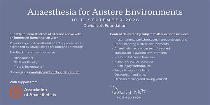Anaesthesia for Austere Environments