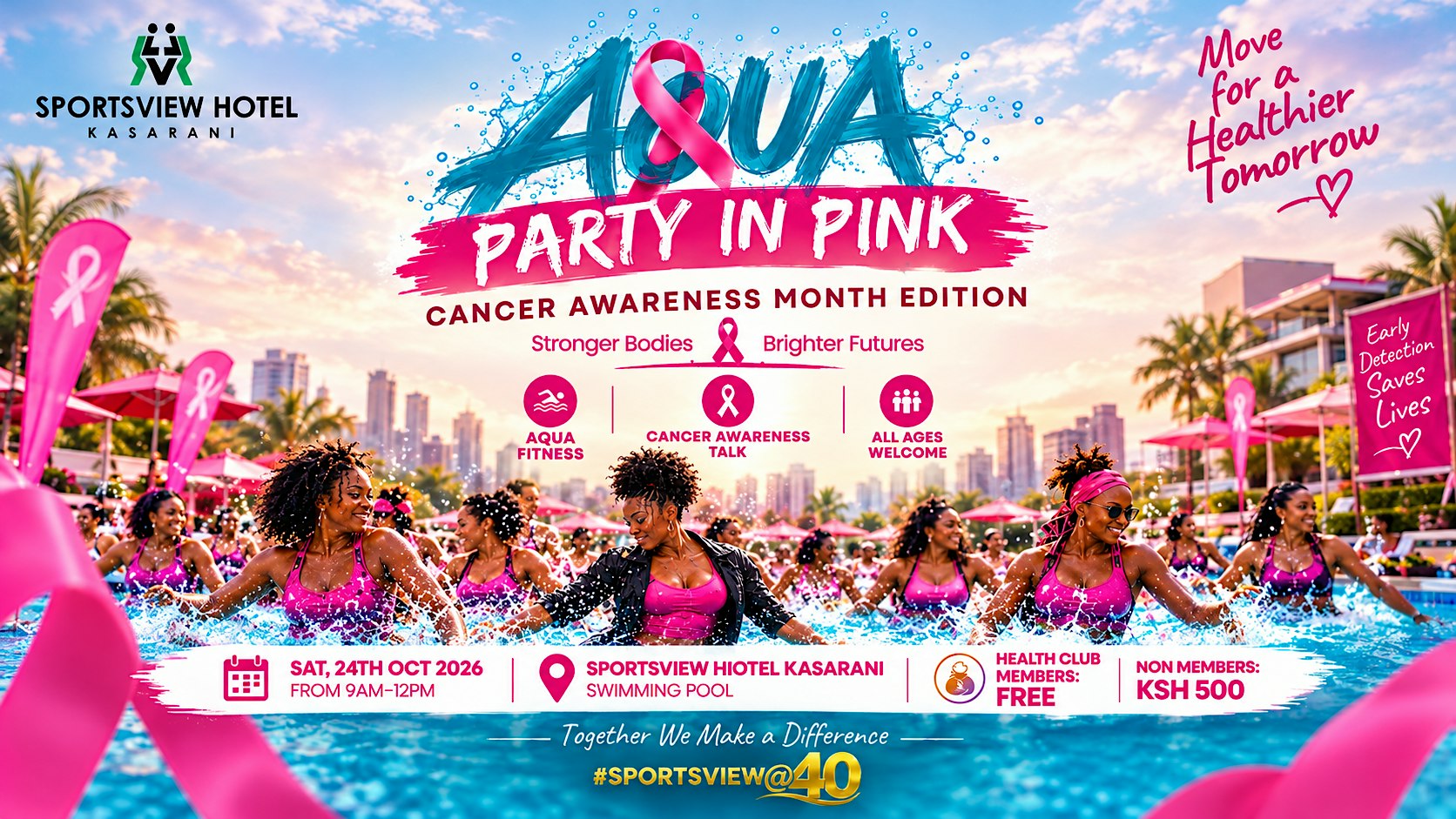 Aqua Fitness for Cancer Awareness in Nairobi | Sportsview Hotel Kasarani