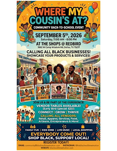 Where My Cousins At?  Community Back-to-School Event - Vendors
