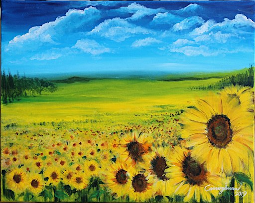 Paint n Chill Fri 6pm Free Welcome Drink - Sunflower Field
