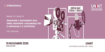 Open Day master in Traduzione audiovisiva