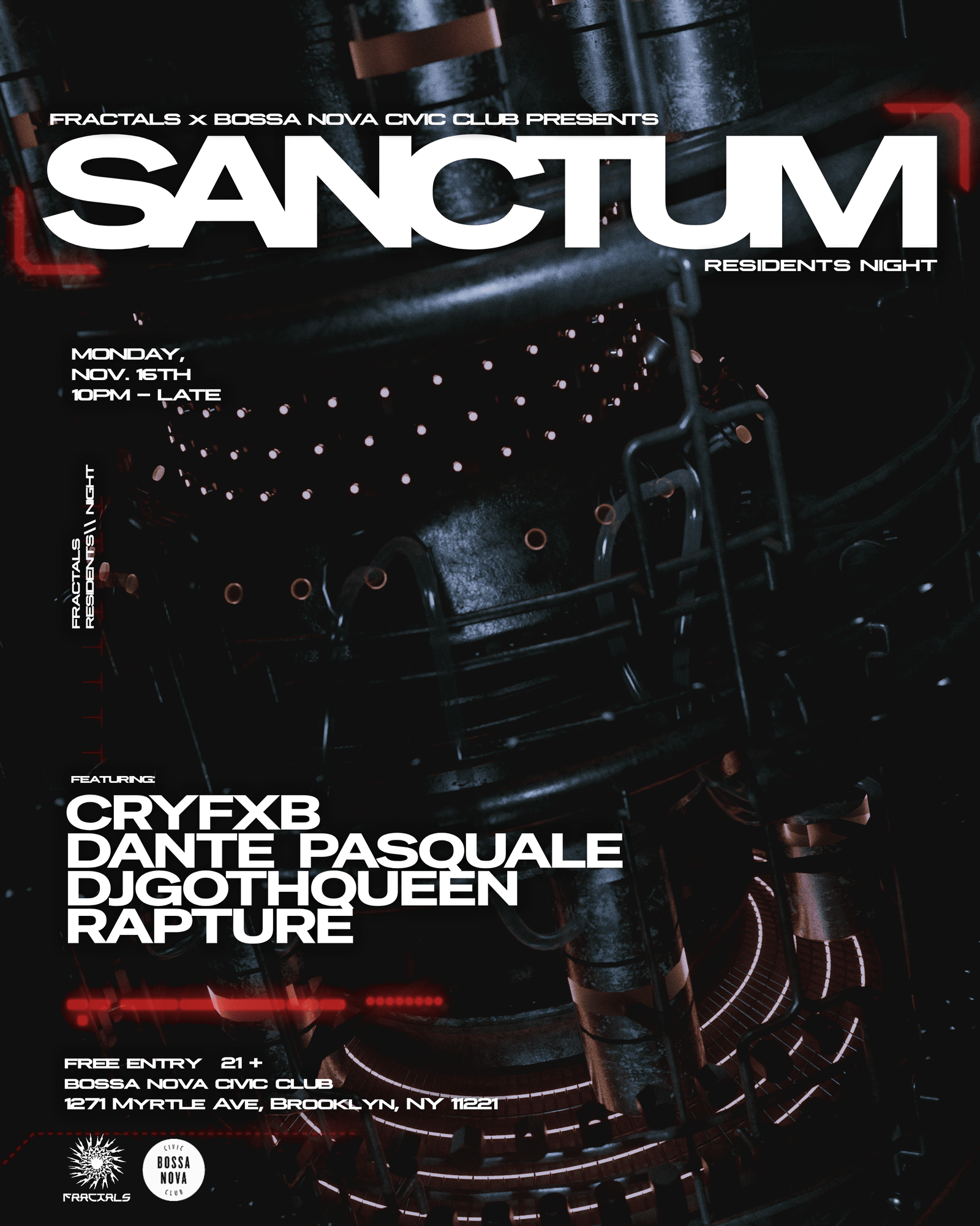 Fractals pres SANCTUM with CRYFXB, Dante Pasquale, DJGothQueen, Rapture