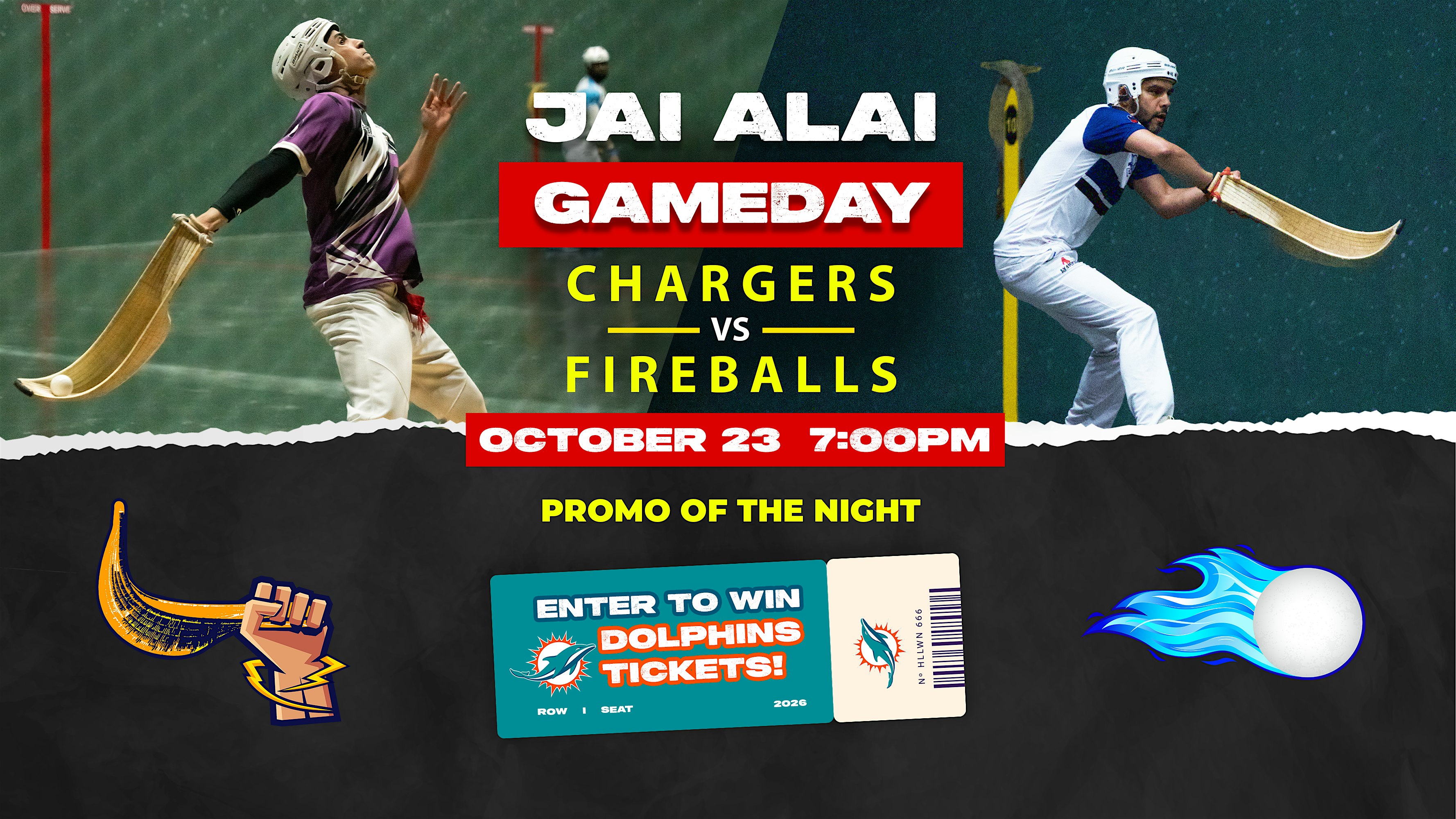 World Jai Alai League: Chargers vs Fireballs | Fri, Oct. 23