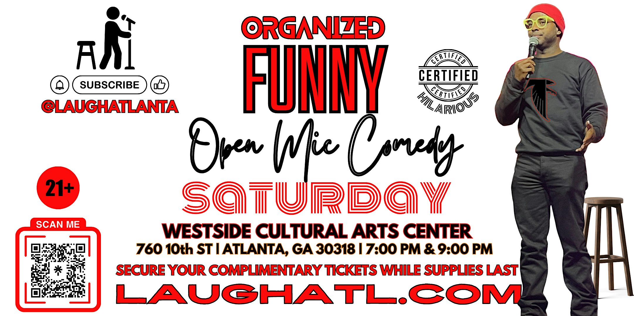 Organized Funny presents Open Mic Comedy this Saturday