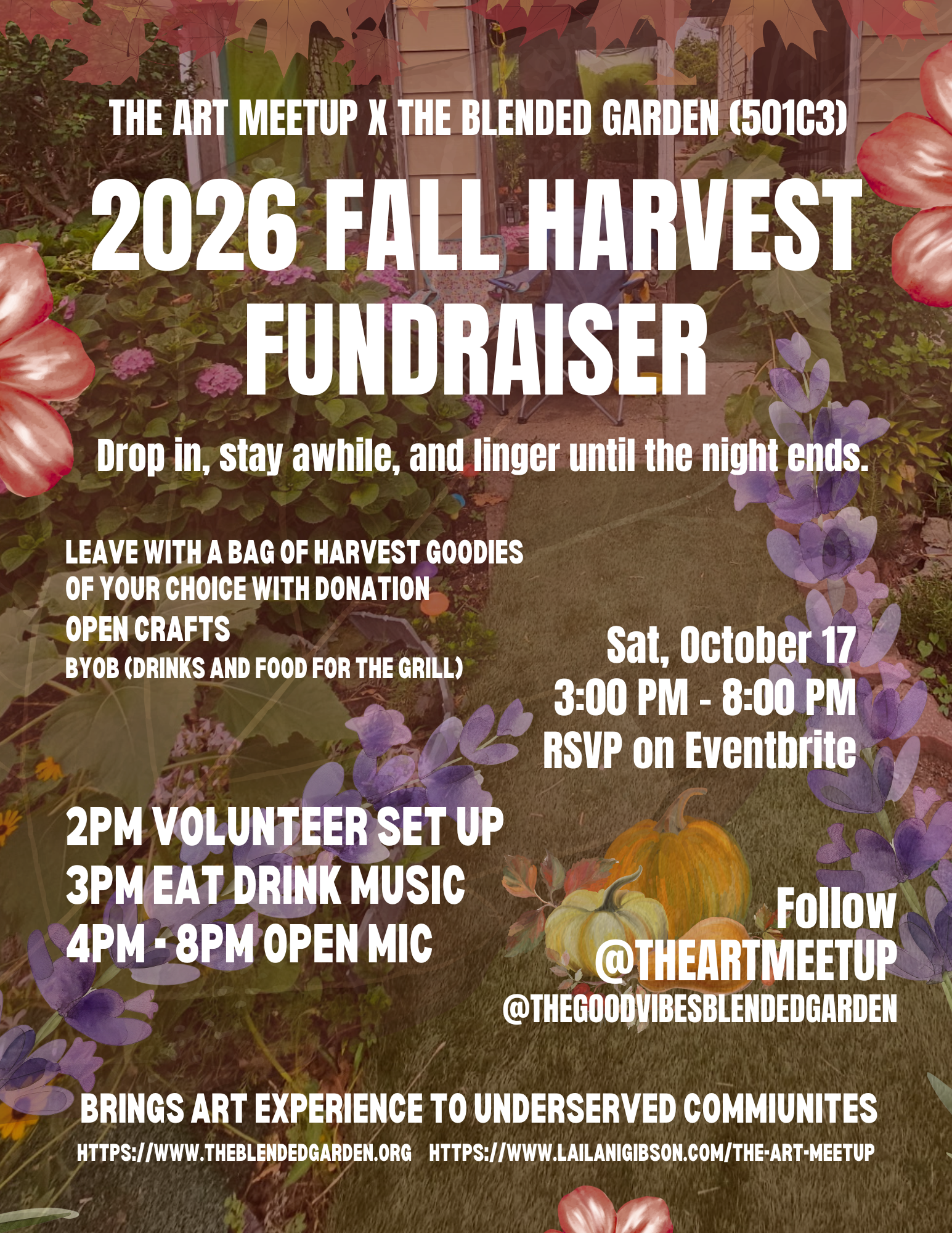 Harvest Community Fundraiser: Garden Gathering + Open Mic