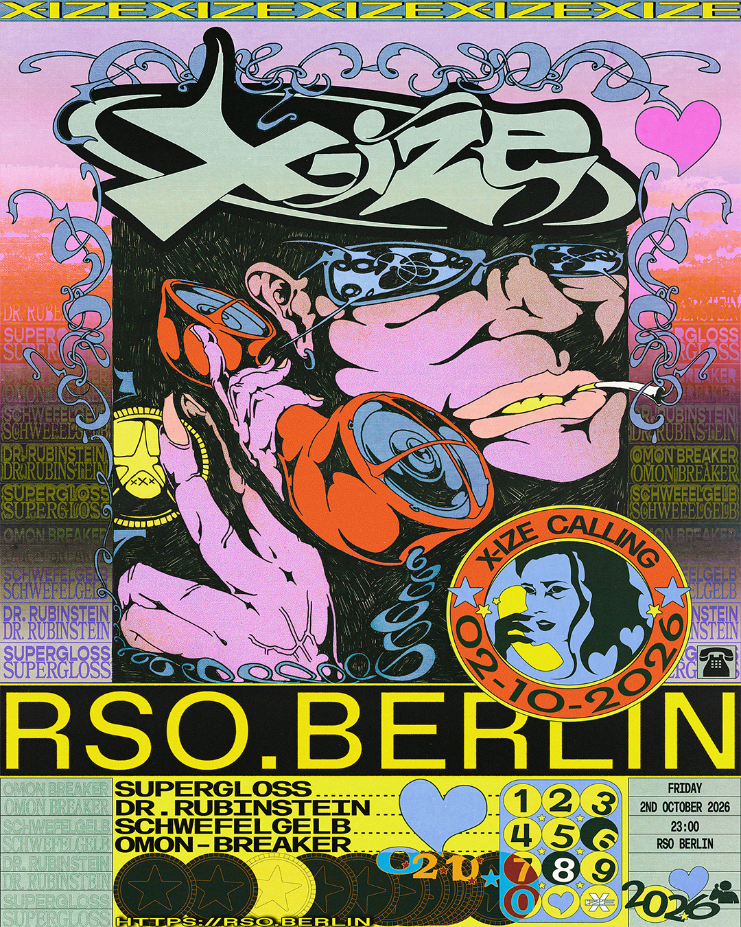 X-IZE w/ Dr. Rubinstein, Omon Breaker, Schwefelgelb live and Supergloss