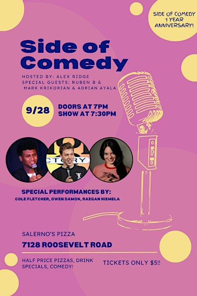 September 2026:  A Side of Comedy: Salerno's Pizza & Pasta of Oak Park