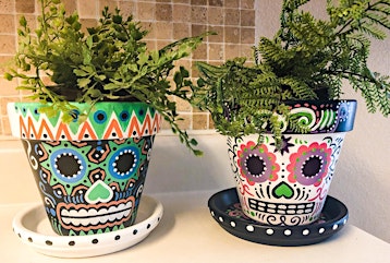 Sugar Skull Clay Pot Painting at Hazel!