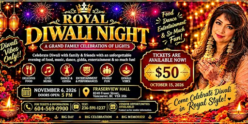 ROYAL DIWALI NIGHT - A Grand Family Celebration of Lights! ✨ ​Join us