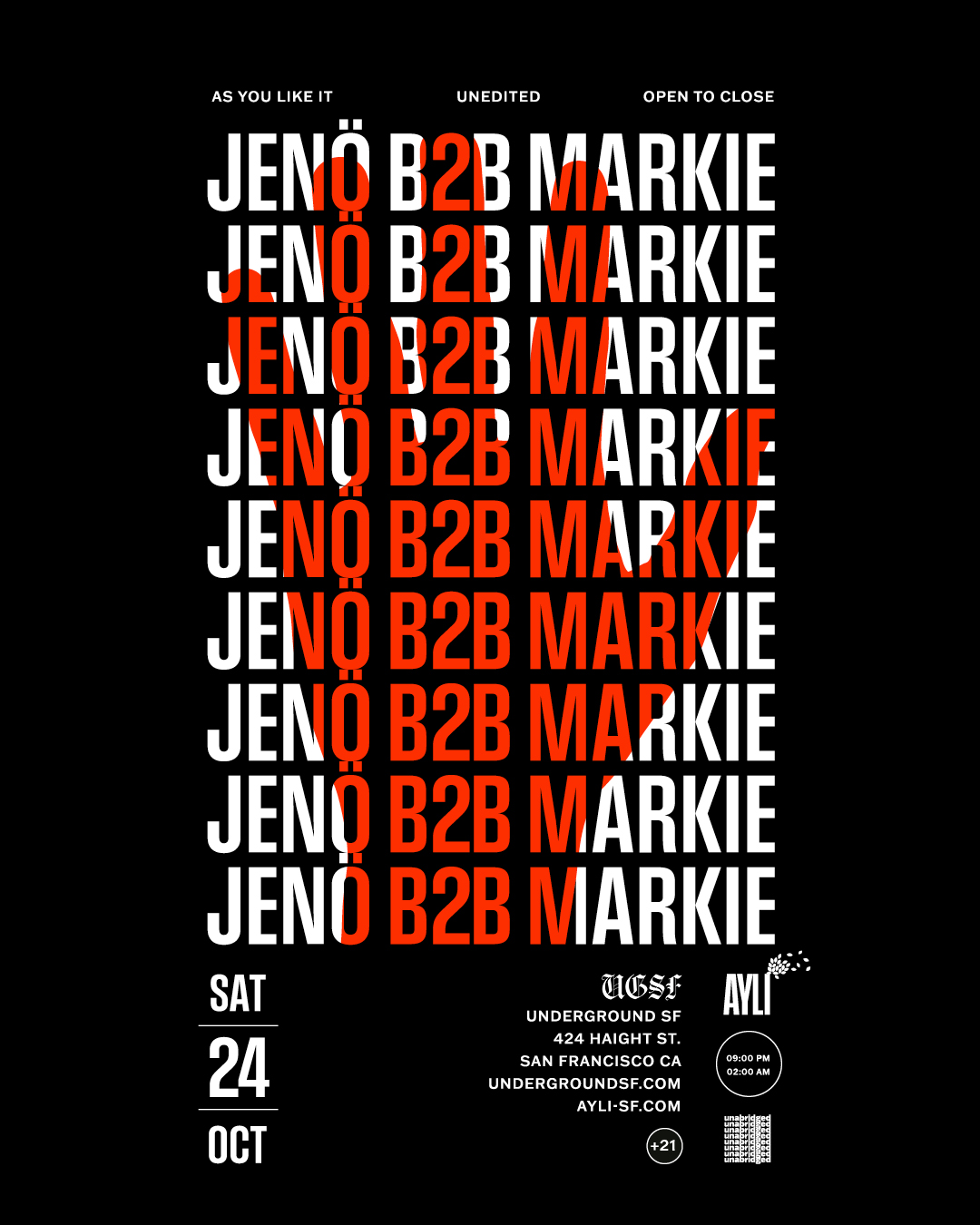 As You Like It Unedited: Jenö b2b Markie All Night Long