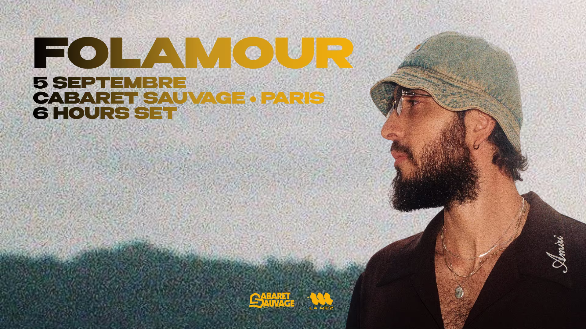 🌸 Le 5 septembre, Folamour pose ses valises au Cabaret Sauvage pour un set exceptionnel de 6h, à l’occasion de ses 10 ans de carrière. Prends ta place, enfile ton bob et viens danser sur ses grooves intemporels 🎟️